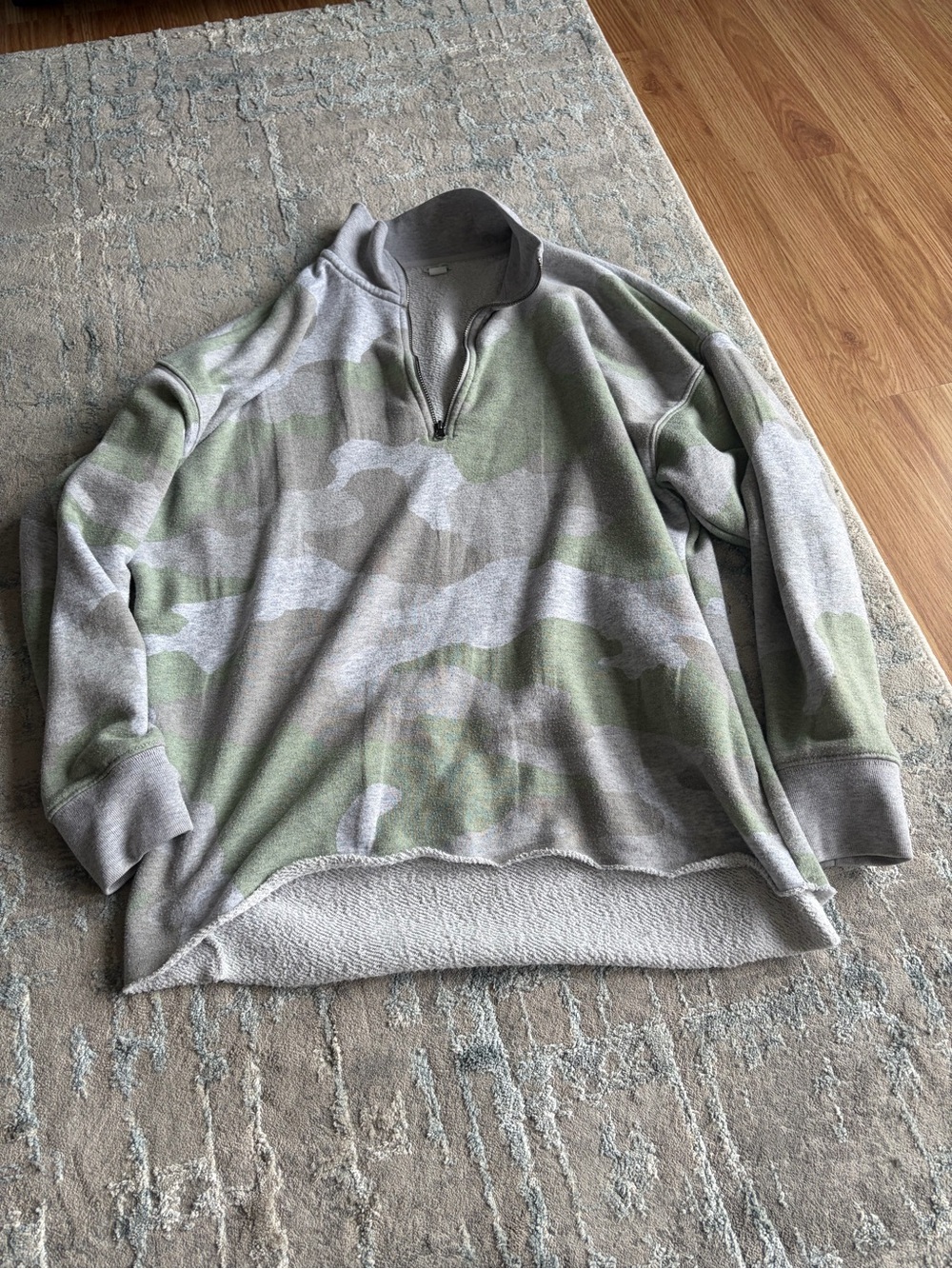 aerie Light Gray Terry Quarter-Zip Pullover